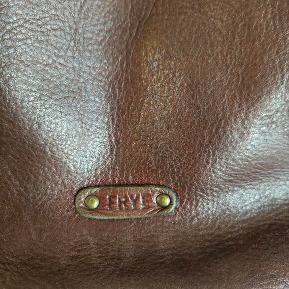 Frye Brown Leather Crossbody Bag Braided Trim - Picture 8 of 16